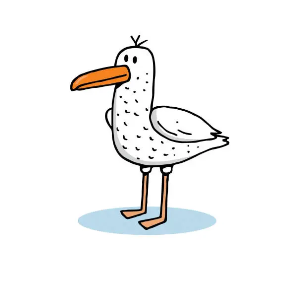 Vector illustration of Cartoon seagull stock illustration