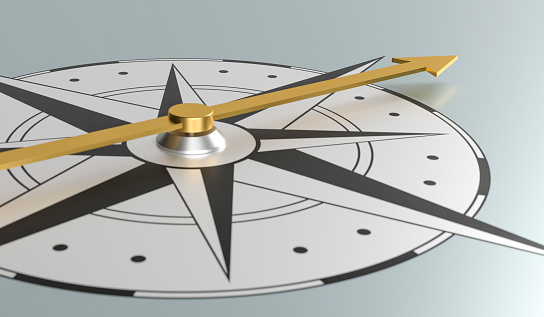 Closeup of compass  - 3d rendering