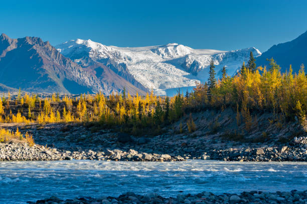 Landscape of the Wrangell st. Elias National park, McCarthy, Alaskaw stock photo