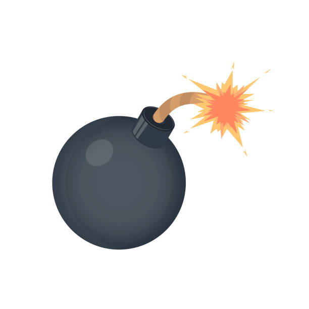 illustrazioni stock, clip art, cartoni animati e icone di tendenza di esplosivo. esplosione di una bomba. detonazione - exploding mining bomb mine