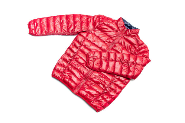 istock Blue and red full zipper windbreaker down jacket, 1225343818