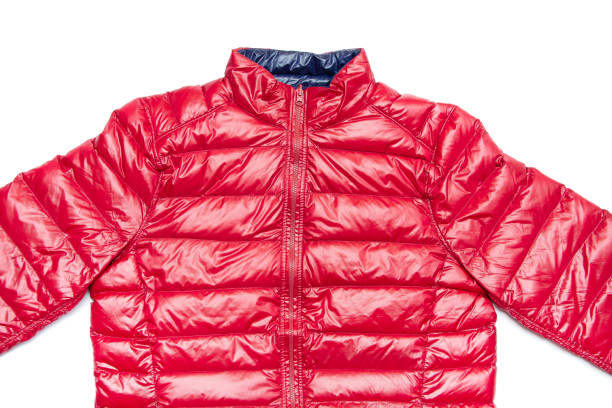 istock Blue and red full zipper windbreaker down jacket, 1225344354