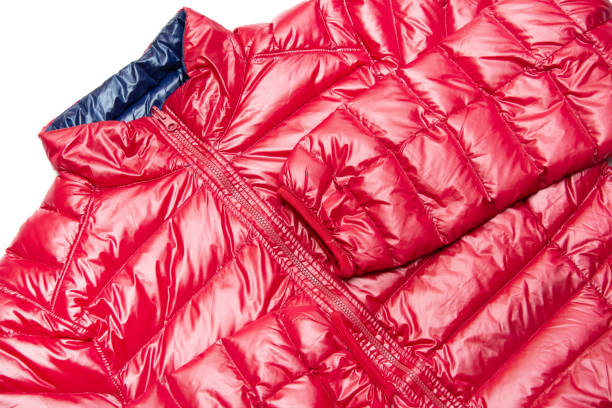 istock Blue and red full zipper windbreaker down jacket, 1225344497