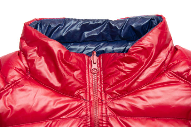 istock Blue and red full zipper windbreaker down jacket, 1225344727