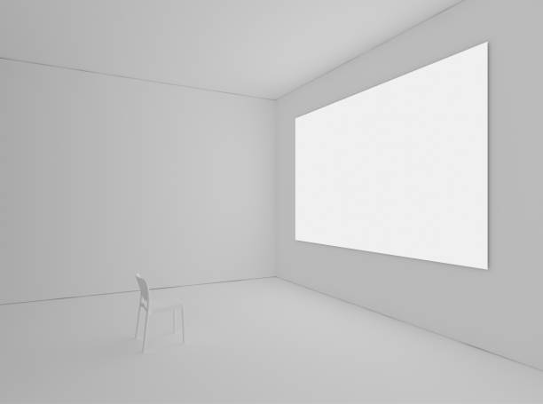 istock A white chair in a white room with a white screen shining out same the windows or LED screen. It represents to be lonely, loneliness, looking to find a solution.  In other words, indicating the visibility of light or visibility of exit, peace, 3D render 1225345807