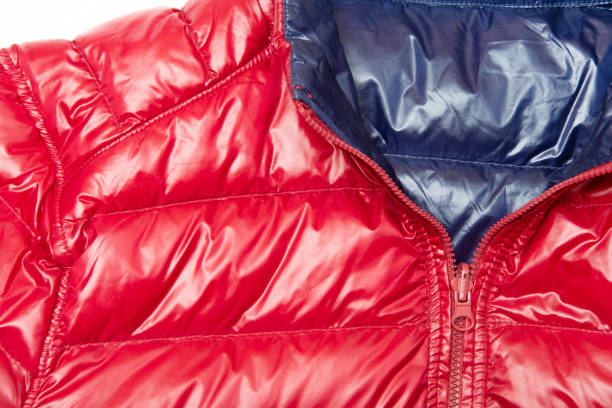 istock Blue and red full zipper windbreaker down jacket, 1225346050