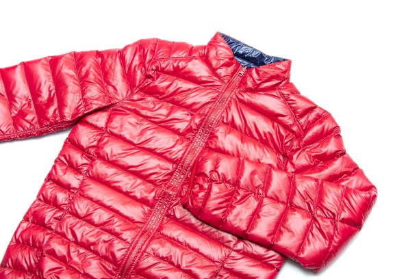 istock Blue and red full zipper windbreaker down jacket, 1225346886