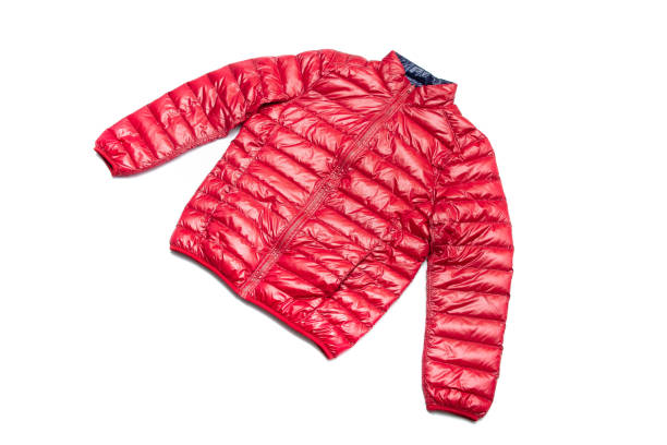istock Blue and red full zipper windbreaker down jacket, 1225347365