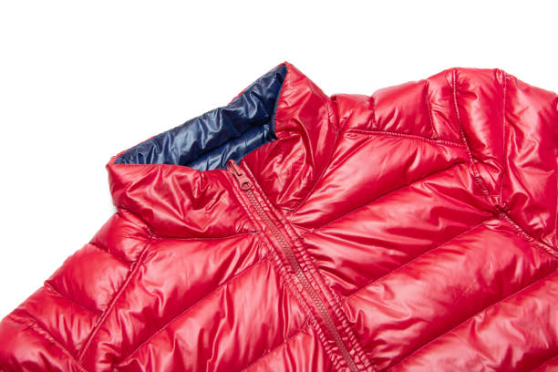 istock Blue and red full zipper windbreaker down jacket, 1225347925