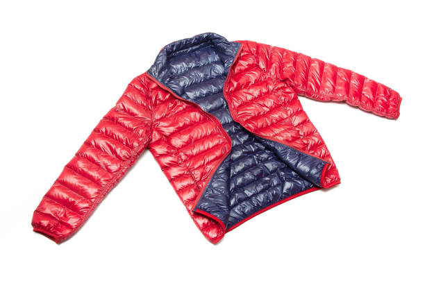 istock Blue and red full zipper windbreaker down jacket, 1225348320