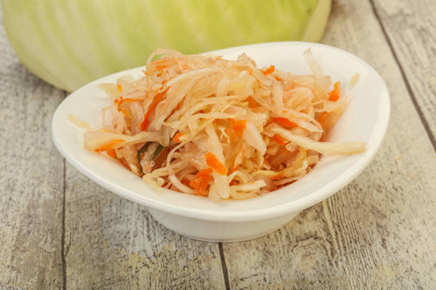 istock Pickled cabbage - sauerkraut in the bowl 1225353624