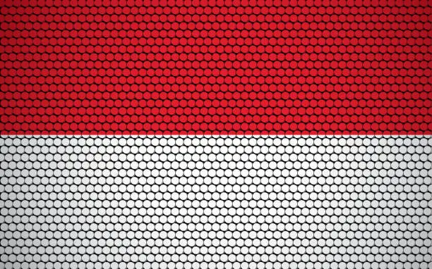 Vector illustration of Abstract flag of Monaco made of circles. Monegasque flag designed with colored dots giving it a modern and futuristic abstract look.