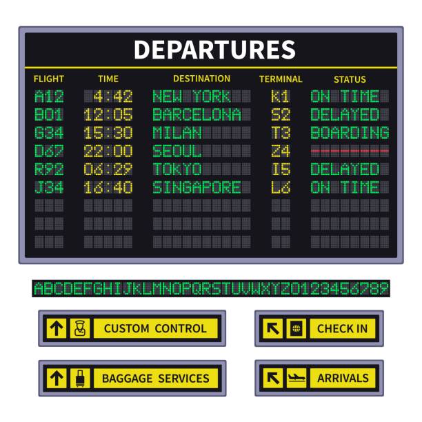 istock Departure board. Airport board announcement vector 1225358333