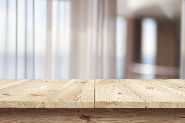 istock Wooden brown textured desk or table. Wooden texture table 1225358476