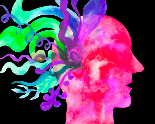 istock Listen to music. Ear for music. Watercolor illustration 1225365327