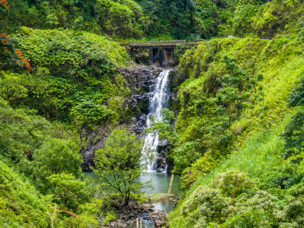 maui, hawaje hana highway wailua iki falls road do hana łączy kahului do hana - hana zdjęcia i obrazy z banku zdjęć