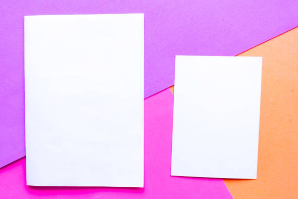 istock Two white mockup blanks on geometric color pastel background. Copy space for the text. Design concept 1225368511