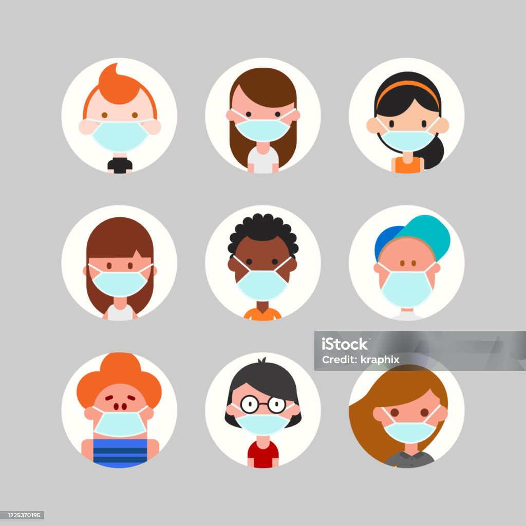 Teens And Kids Avatar Collection Cute Children Boys And Girls Faces Wearing  Medical Face Mask Colorful User Pic Icons Flat Design Style Cartoon  Illustration Stock Illustration - Download Image Now - iStock