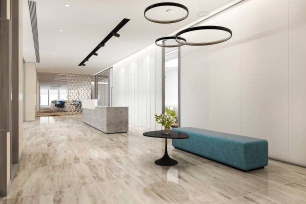 istock 3d rendering luxury hotel reception hall and office with modern minimal counter 1225374086
