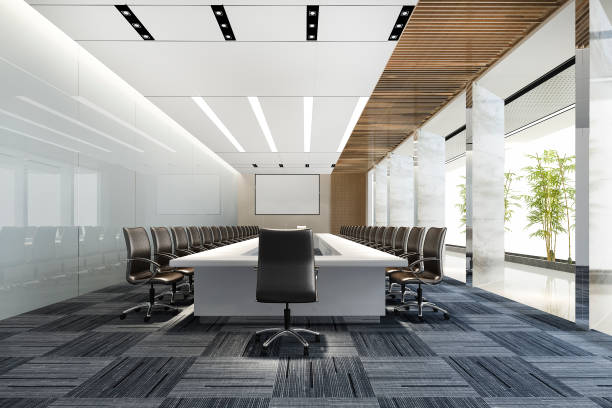 istock 3d rendering business meeting room on high rise office building 1225374092
