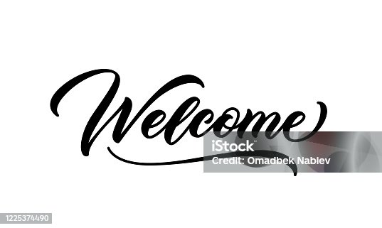 istock Welcome word. Hand lettering design. 1225374490