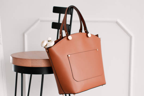 istock A brown women's bag on a hanging chair. 1225374585