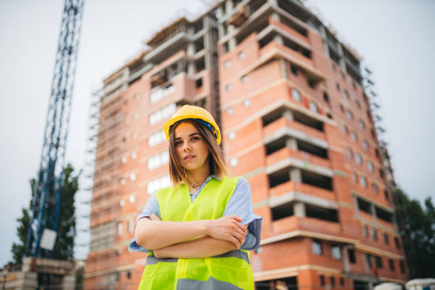 istock Portarit of a young female construction architect 1225376567