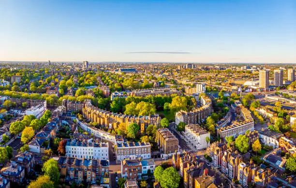 Photo of Aerial view of Royal Crescent in the morning, London, UK