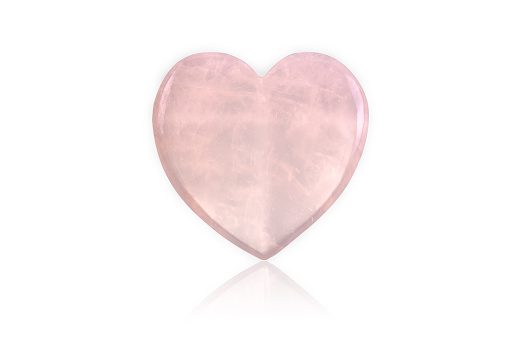 Rose Quartz Heart isolated on white background