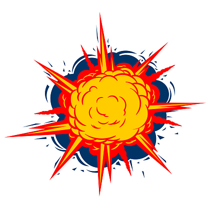 Explode drawing in comic book style. Vector symbol