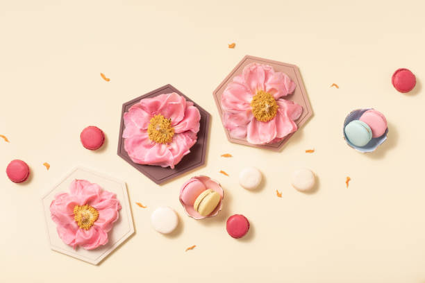 istock Summer flower flat lay on yellow background. Top view composition. 1225389336