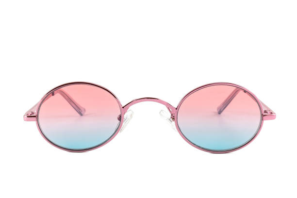 istock Retro Oval Shape Pink Sunglasses Isolated on White Background 1225389485