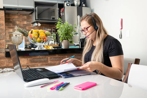 istock Young woman working from home. 1225390931