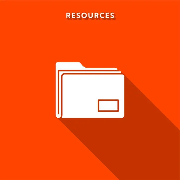 Vector illustration of Resources Icon with Long Shadow and Pixel Perfect.