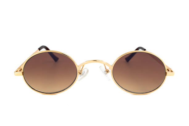istock Brown Retro Oval Sunglasses Isolated on White Background 1225398356