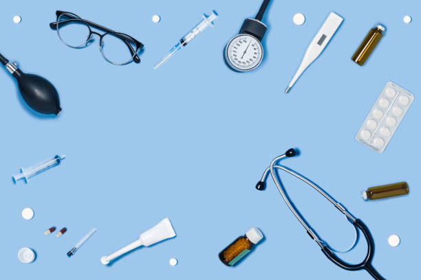 istock Medicine backdrop with special equipment. 1225398772