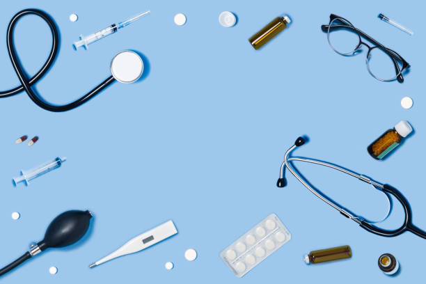 istock Medicine backdrop with special equipment. 1225398869