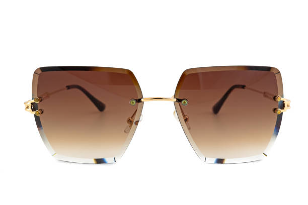 istock Rimless Brown Sunglasses Isolated on White Background 1225399978