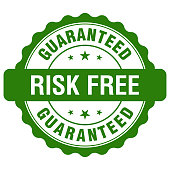 istock Risk-Free Guaranteed green reliable stamp, isolated on white background. 1225403658
