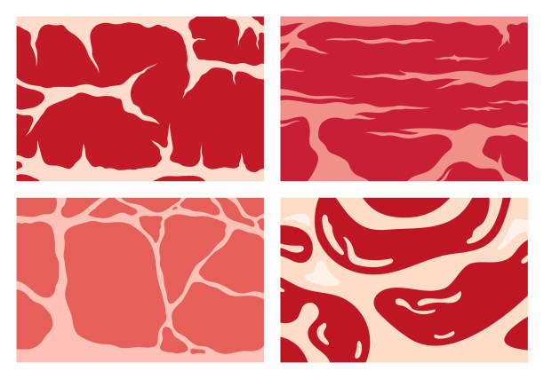 ilustraciones, imágenes clip art, dibujos animados e iconos de stock de fondos de textura de carne vectorial - butcher meat butchers shop steak