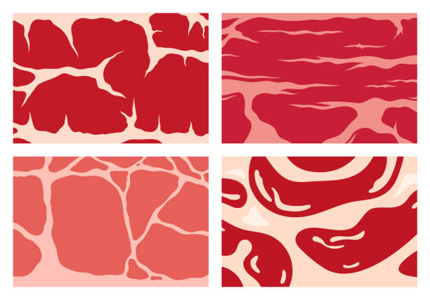 векторные текстуры мяса фоны - butcher meat butchers shop steak stock illustrations