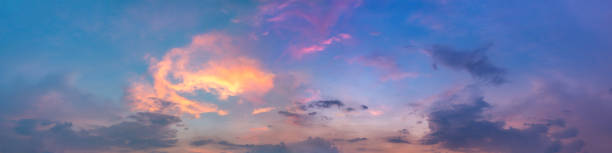 istock Twilight panorama sky background with colorful cloud in dusk. 1225404481