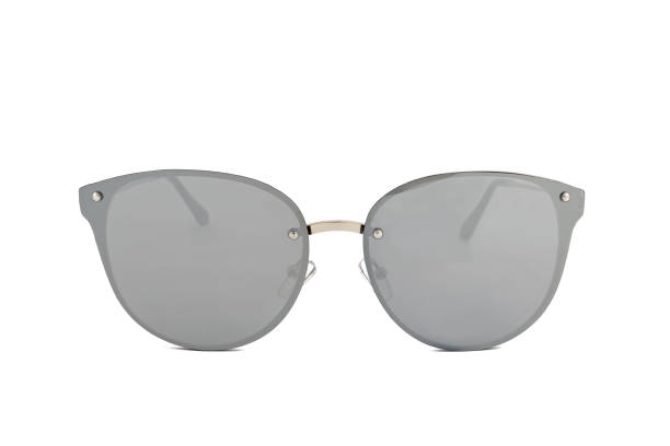 istock Silver Rimless Oval Sunglasses Isolated on White Background 1225405647