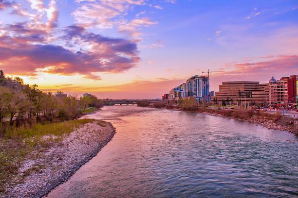 istock Vibrant Sunrise Sky Over The Bow River 1225405875