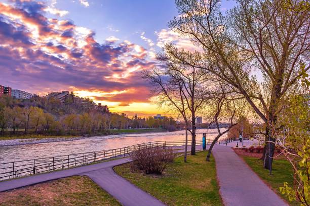 istock Vibrant Sunrise Sky Over The Bow River 1225405927