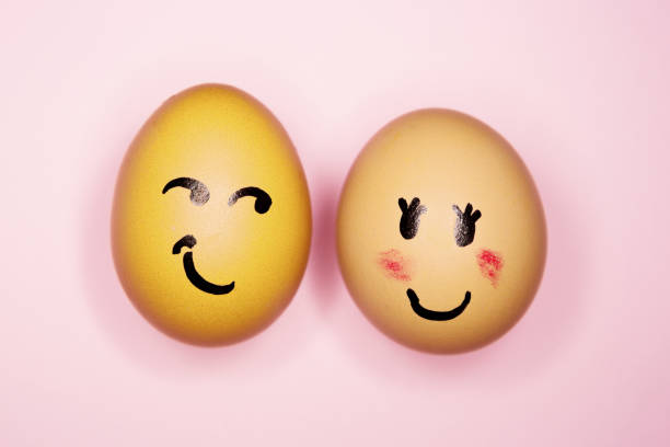 istock Boy egg takes a romantic interest in girl egg 1225408869