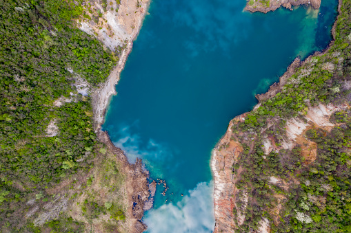 lake, drone view, blue,
