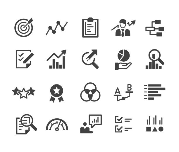 иконки оценки - классическая серия - instrument of measurement quality control measuring comparison stock illustrations