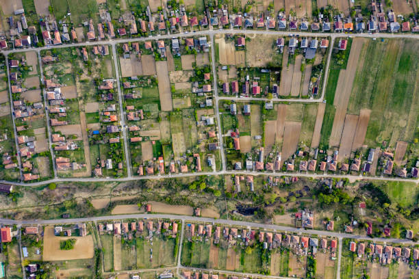 istock Flying over village area 1225412097