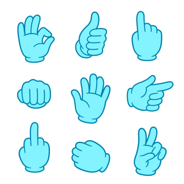 ручные жесты в медицинских перчатках - hand in latex glove stock illustrations